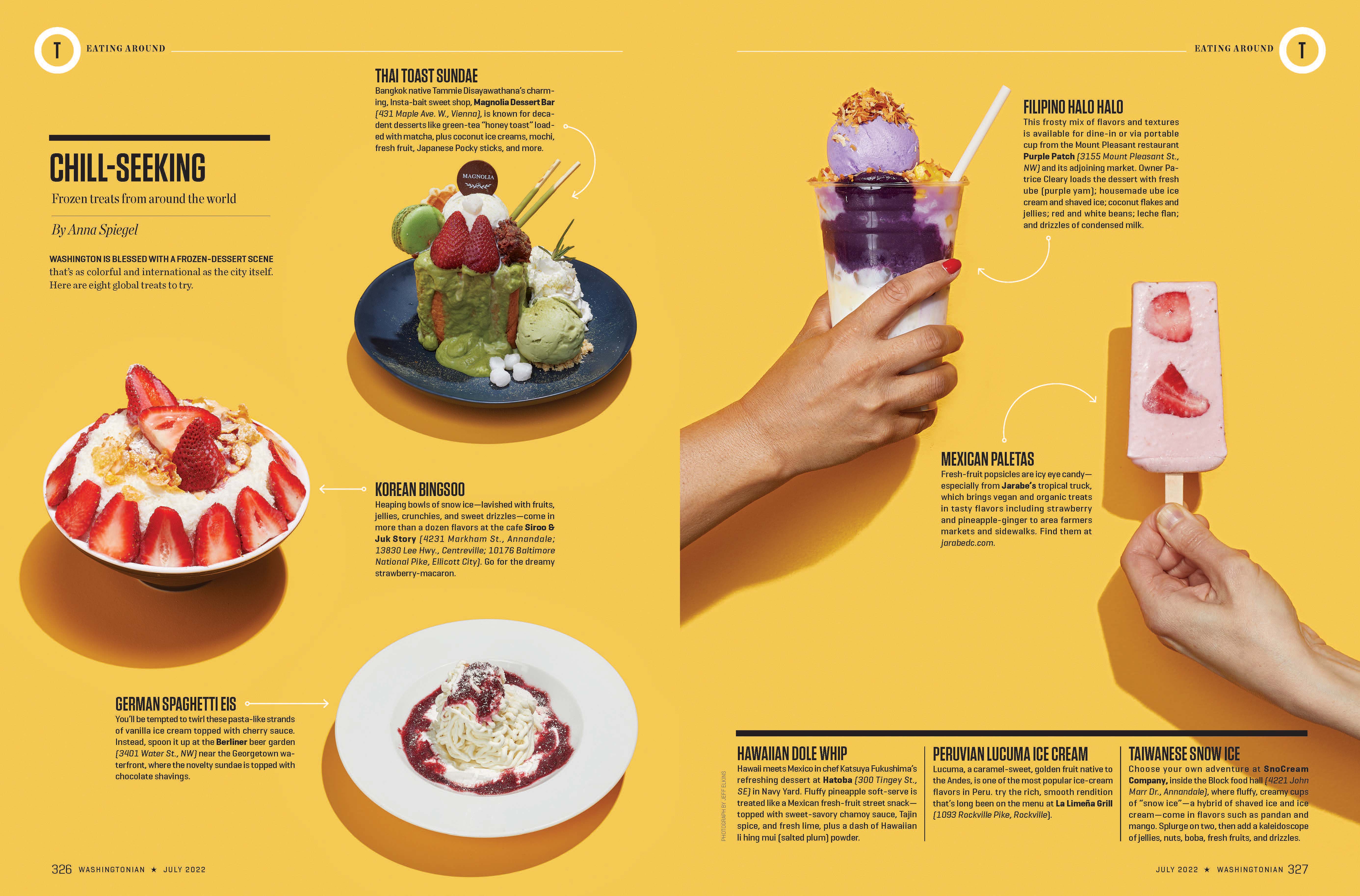 Ice cream opening spread from Washingtonian Magazine